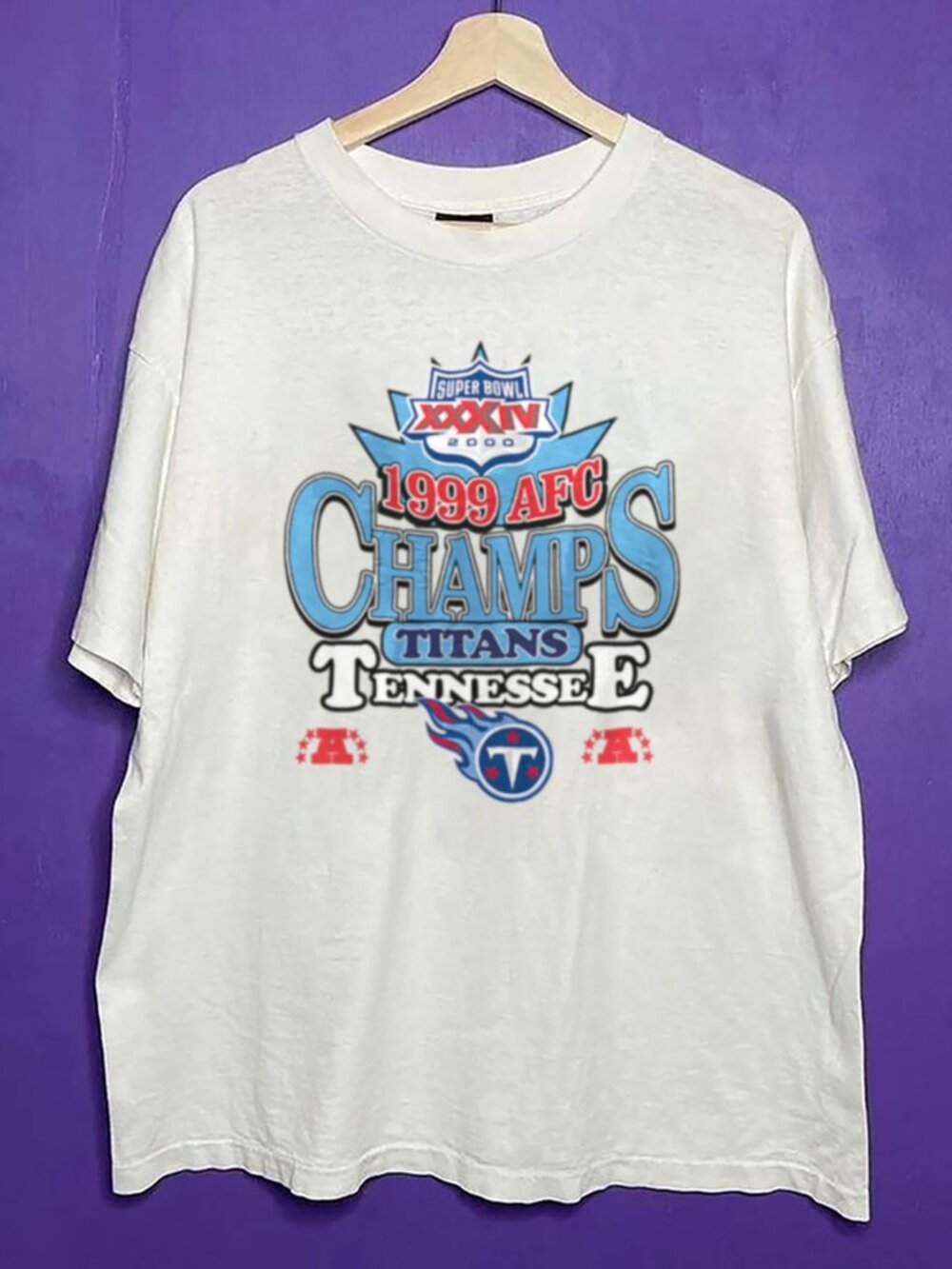 Vintage Tennessee Titans 1999 AFC Super Bowl Football Shirt, Retro 90s NFL Shirt